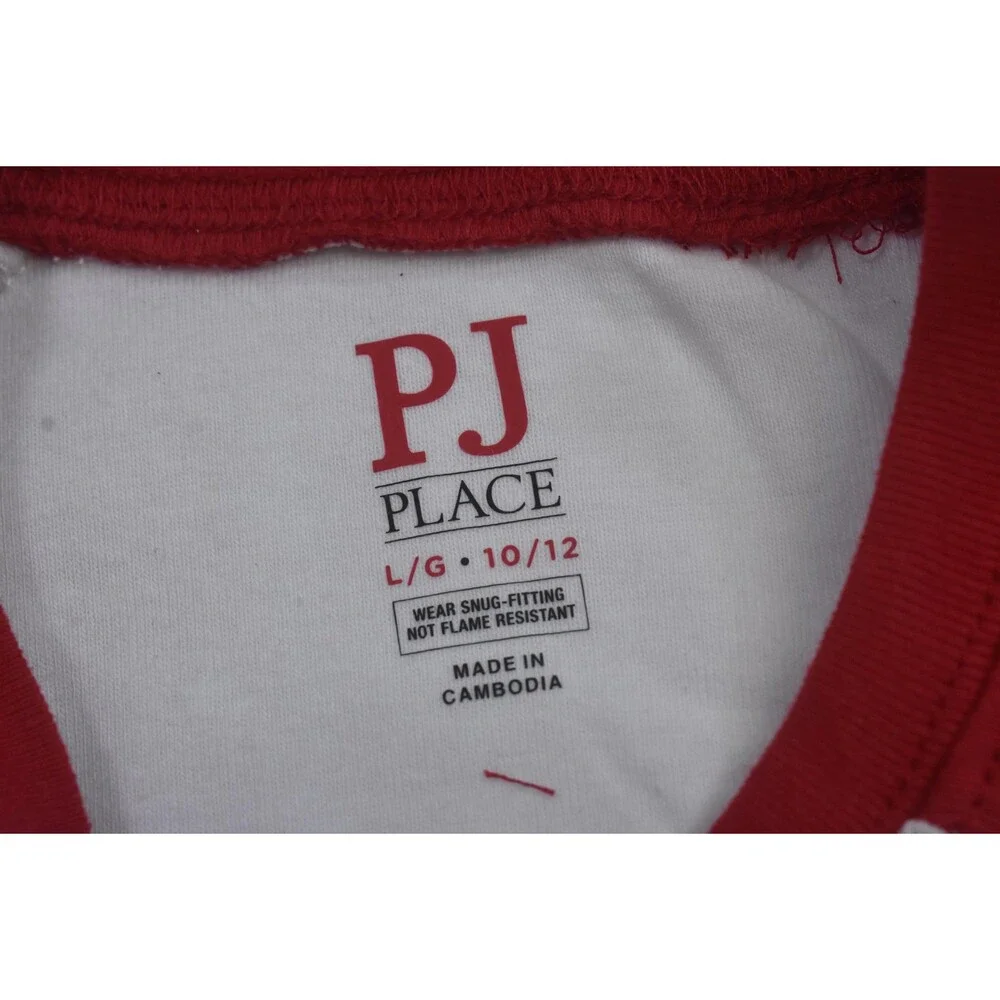 PJ Place Pajama Set Kids 10-12 Red Christmas Crew 2022 Santa Print Top Pants